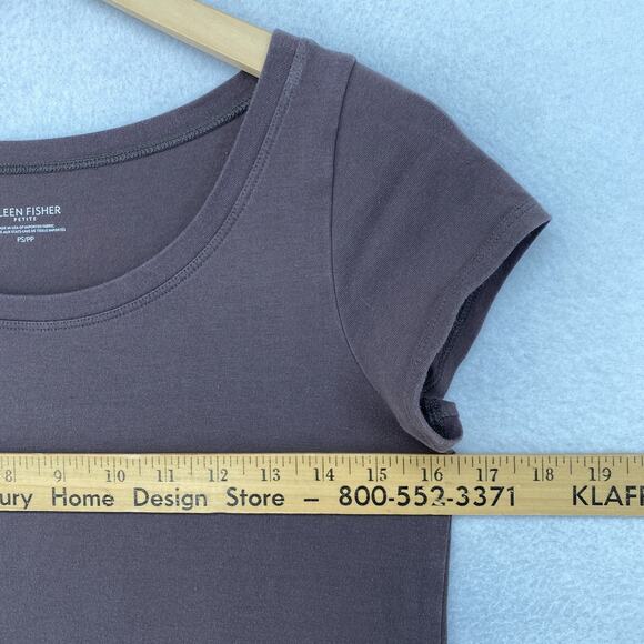 EILEEN FISHER Dress PS Stretch Organic Cotton Jersey T-Shirt Cap Sleeve Brown - Picture 7 of 9